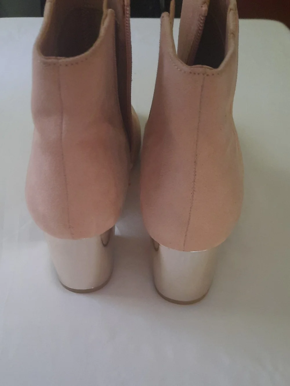 Women's Blush Pink Ankle Boots With Gold Heel